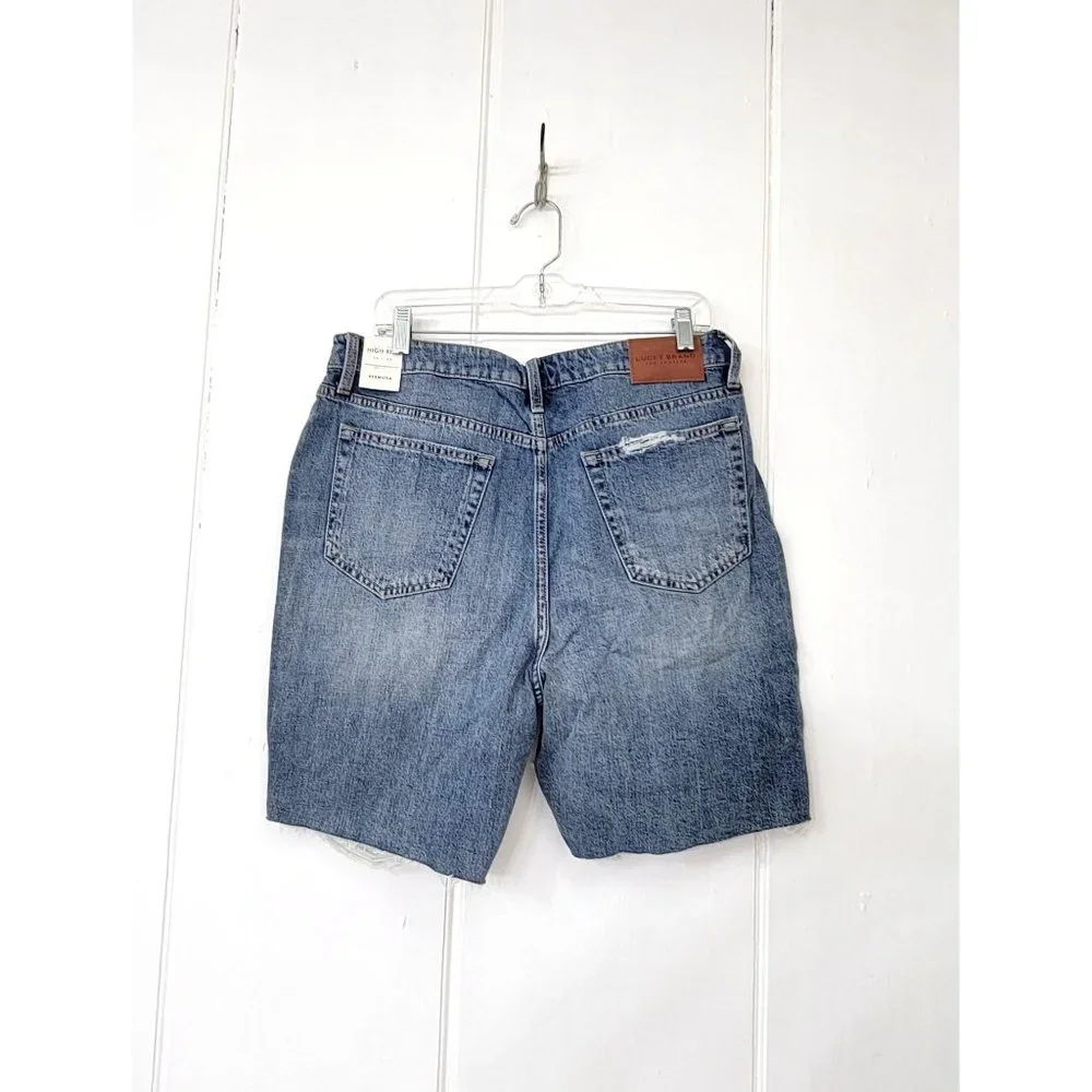 Lucky Brand High Rise Destroyed Denim Bermuda Shorts NWT - Picture 4 of 8